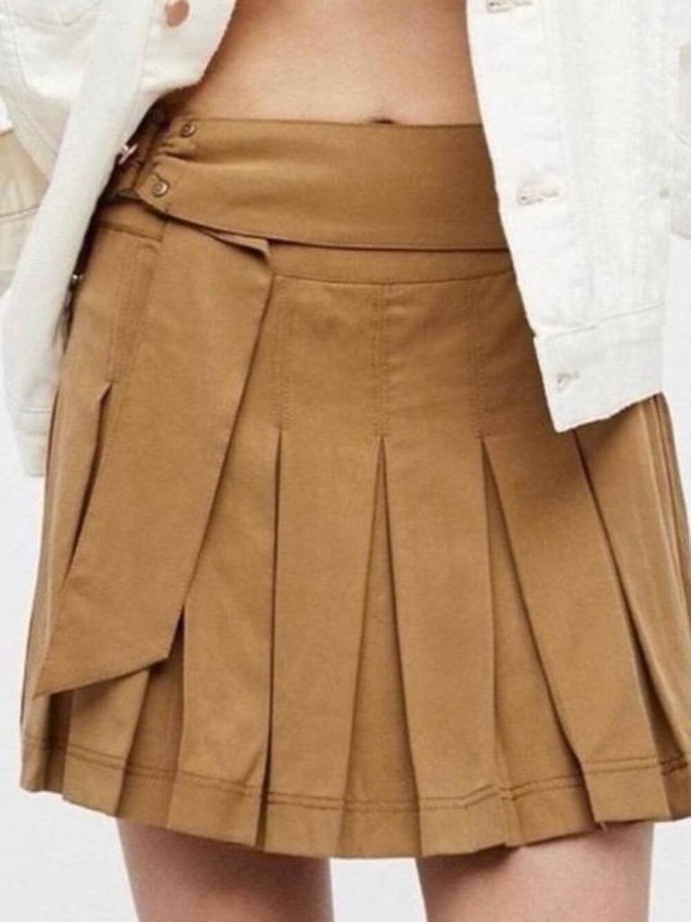 * Free People Womens Lost in The Light Pleated Mini Skirt Tencel Fabric Zip 6